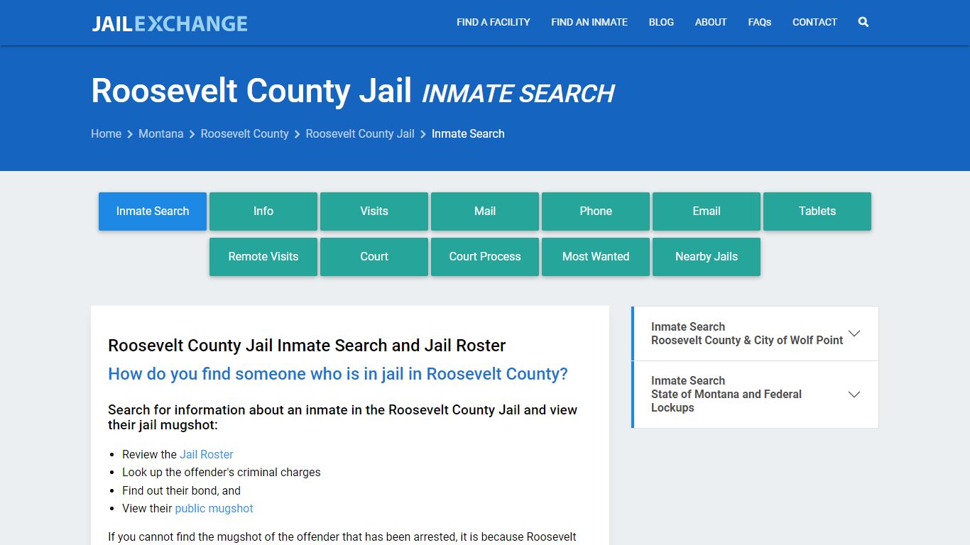 Inmate Search: Roster & Mugshots - Roosevelt County Jail, MT
